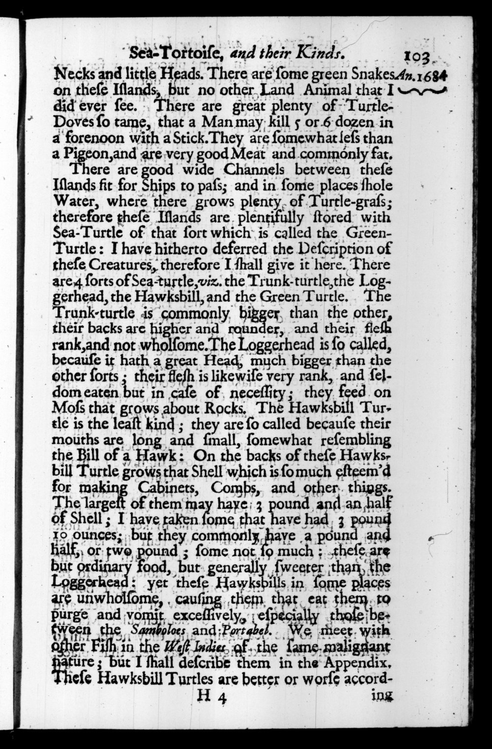 Page 103 screenshot of the book A New Voyage Round the World by William Dampier (1697 Edition).