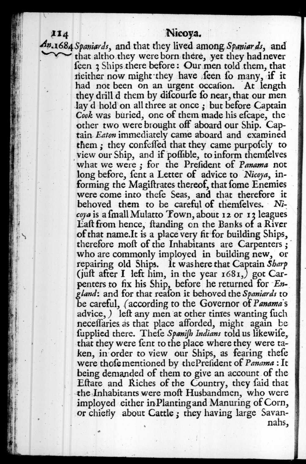 Page 114 screenshot of the book A New Voyage Round the World by William Dampier (1697 Edition).