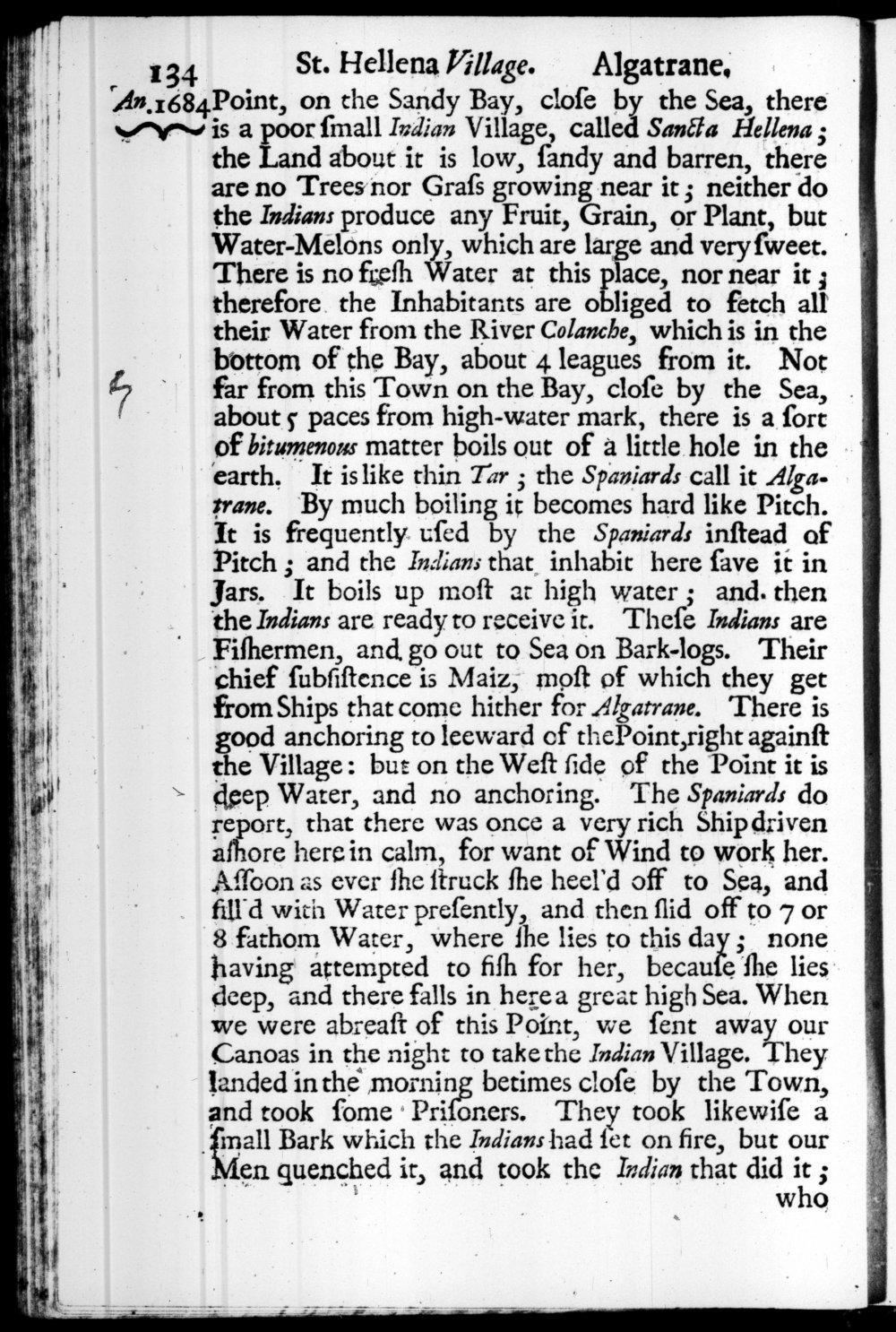 Page 134 screenshot of the book A New Voyage Round the World by William Dampier (1697 Edition).