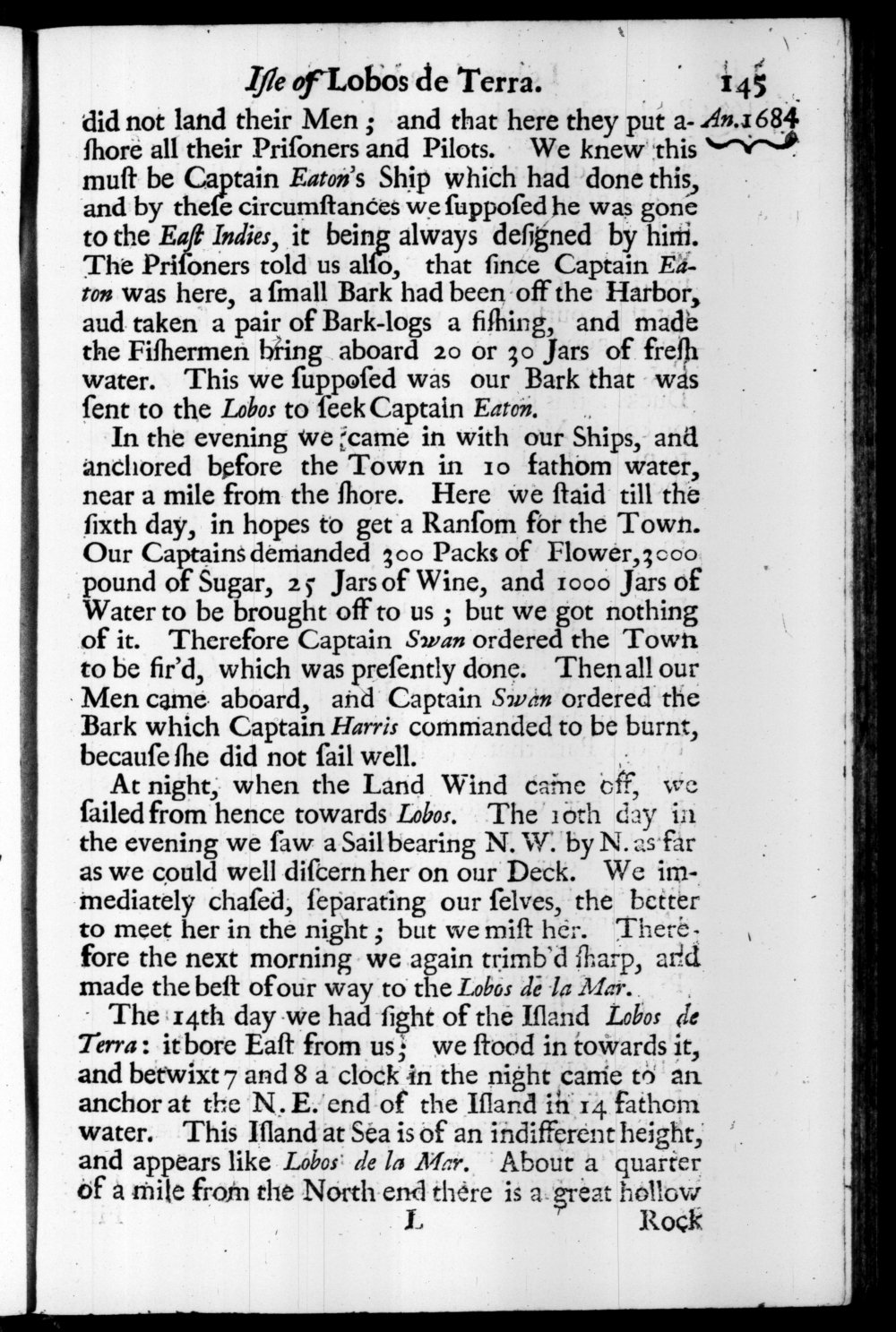 Page 145 screenshot of the book A New Voyage Round the World by William Dampier (1697 Edition).