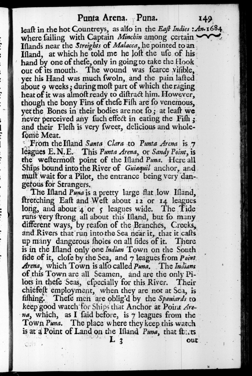 Page 149 screenshot of the book A New Voyage Round the World by William Dampier (1697 Edition).