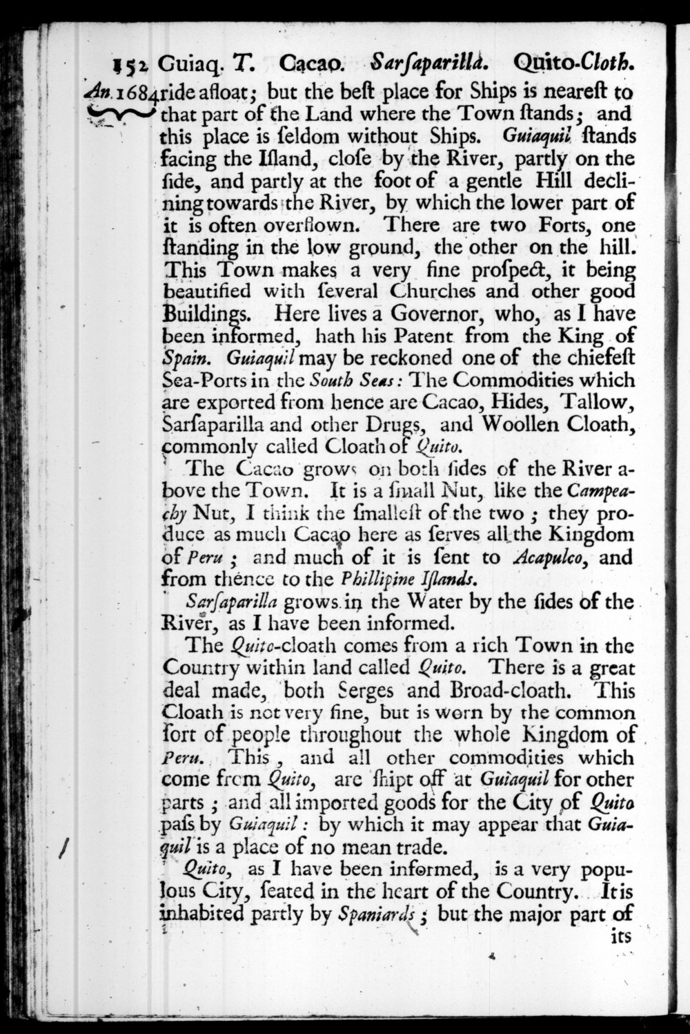Page 152 screenshot of the book A New Voyage Round the World by William Dampier (1697 Edition).