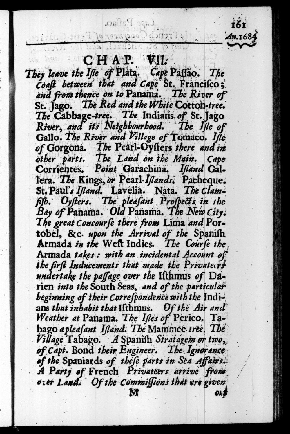 Page 161 screenshot of the book A New Voyage Round the World by William Dampier (1697 Edition).