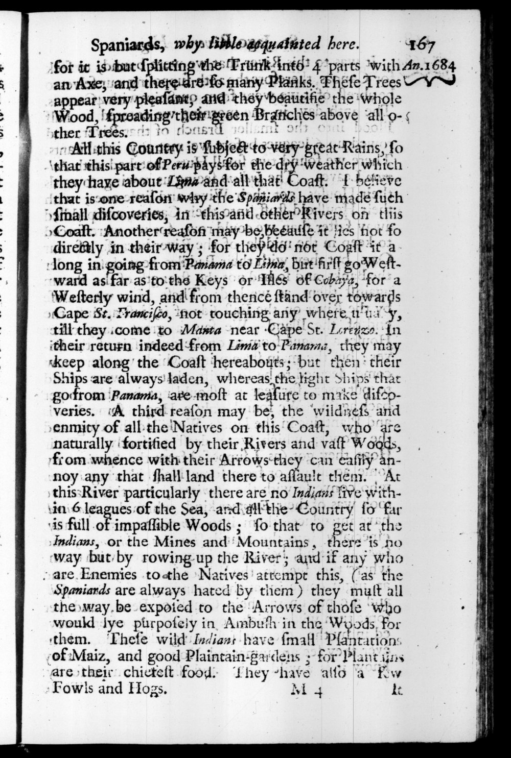Page 167 screenshot of the book A New Voyage Round the World by William Dampier (1697 Edition).