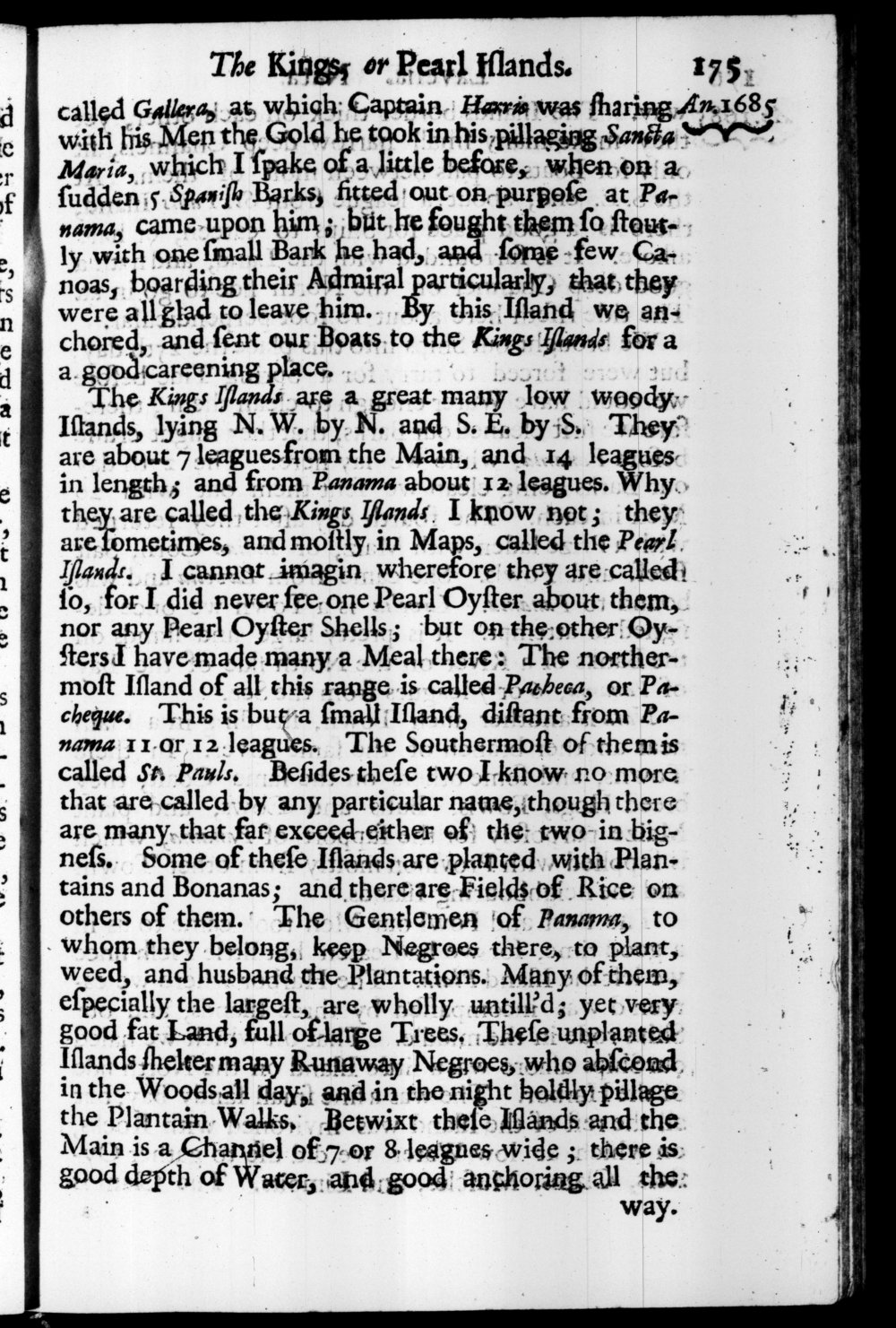 Page 175 screenshot of the book A New Voyage Round the World by William Dampier (1697 Edition).