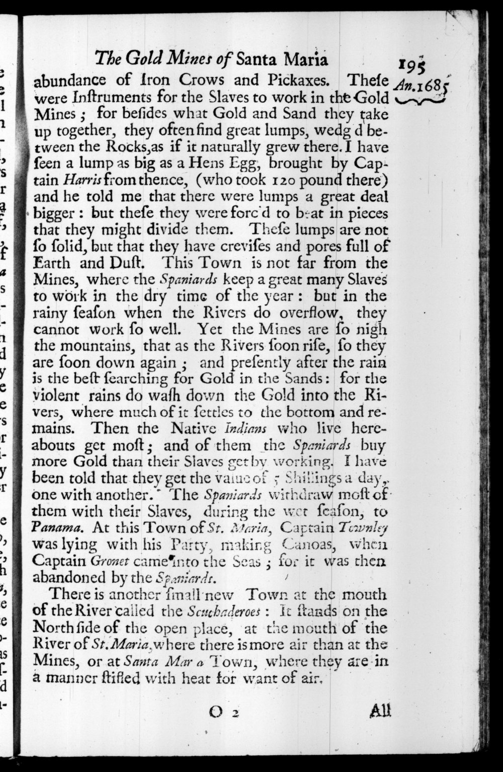Page 195 screenshot of the book A New Voyage Round the World by William Dampier (1697 Edition).