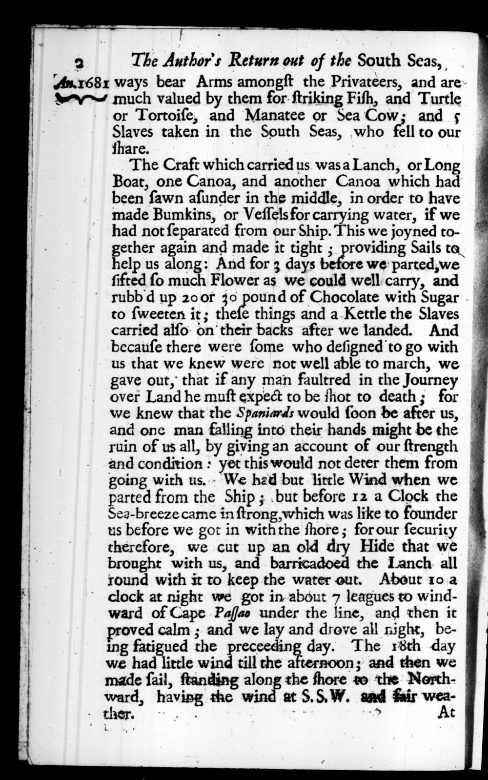 Page 2 screenshot of the book A New Voyage Round the World by William Dampier (1697 Edition).