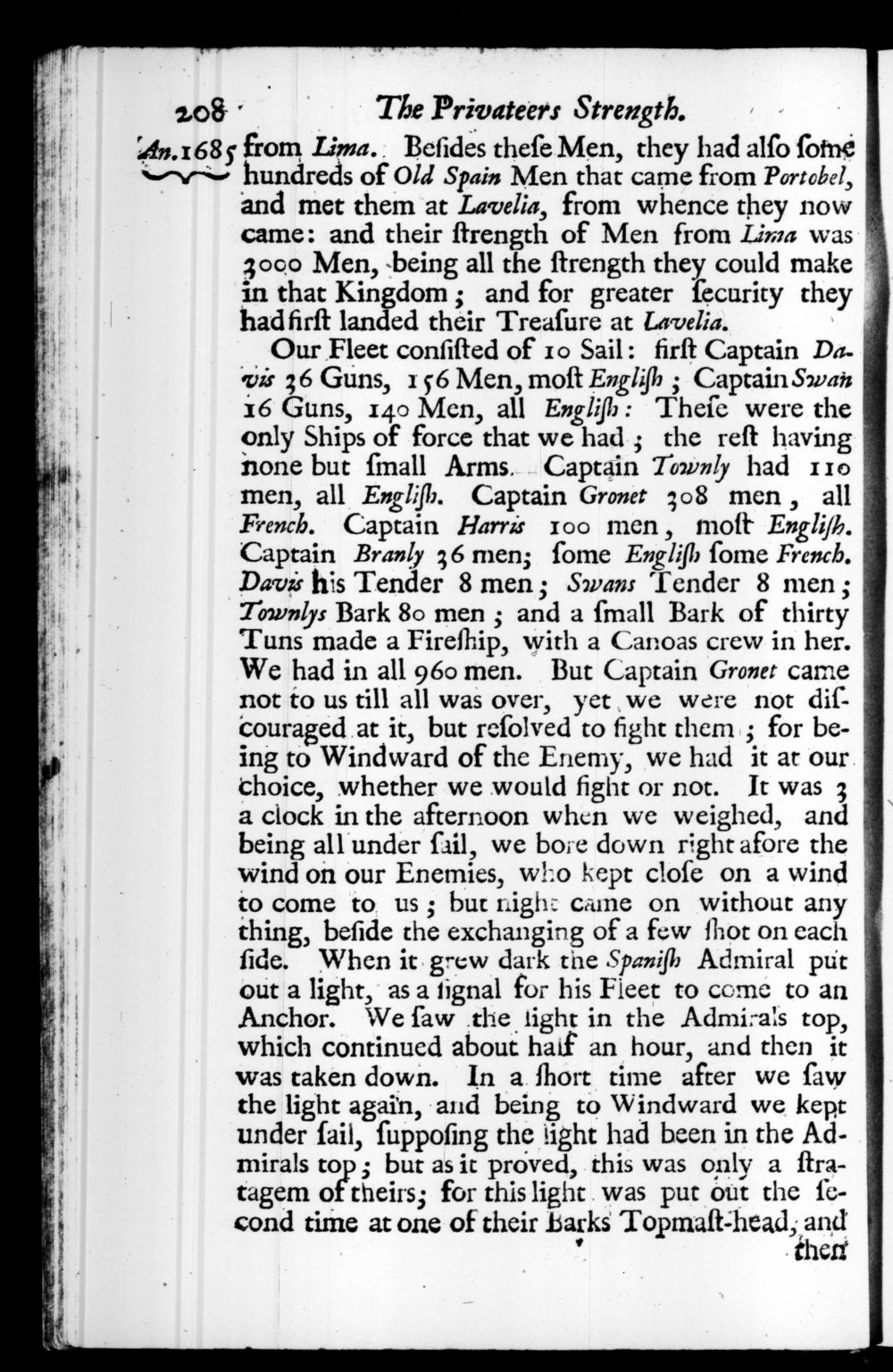 Page 208 screenshot of the book A New Voyage Round the World by William Dampier (1697 Edition).