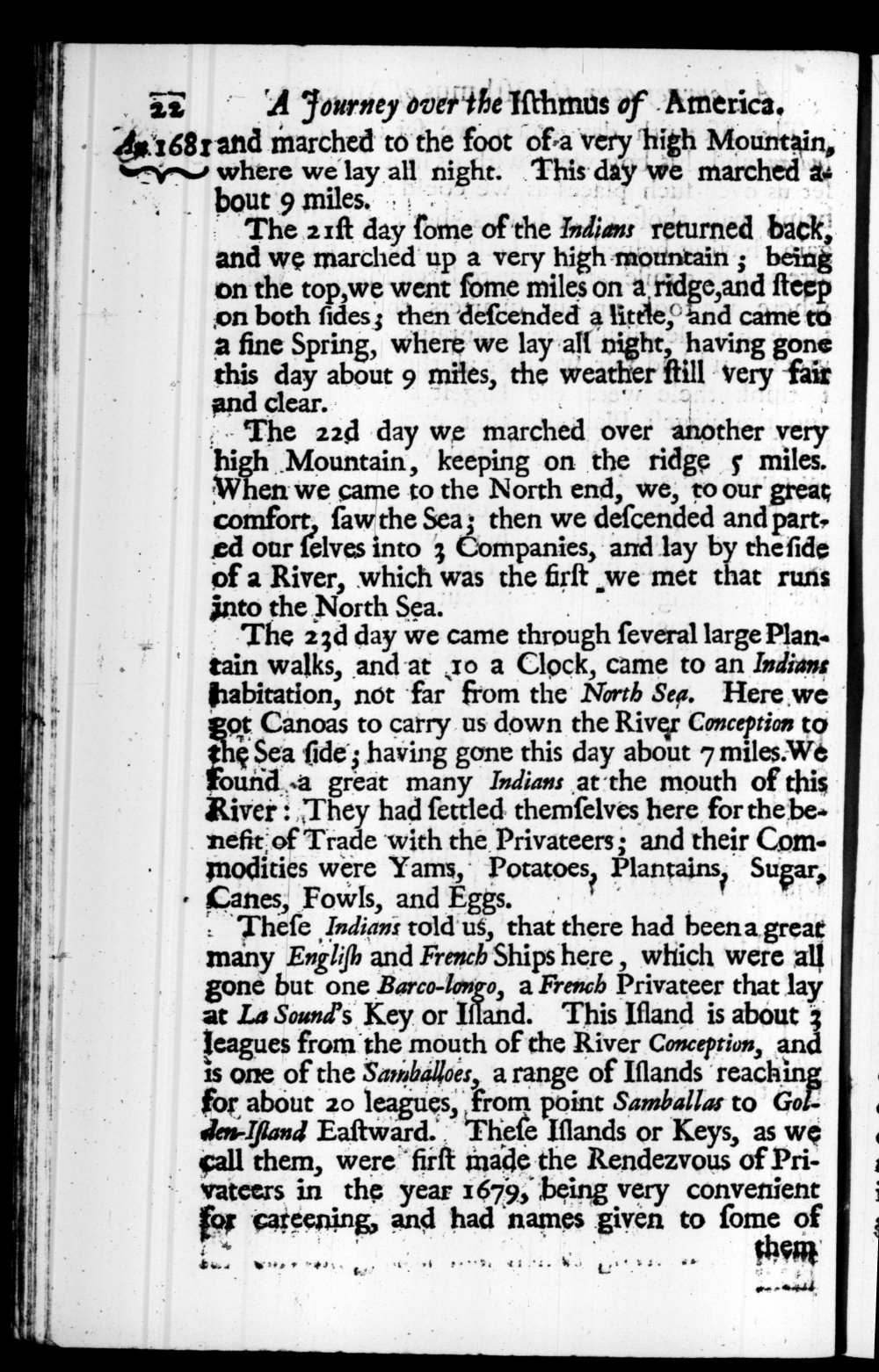 Page 22 screenshot of the book A New Voyage Round the World by William Dampier (1697 Edition).