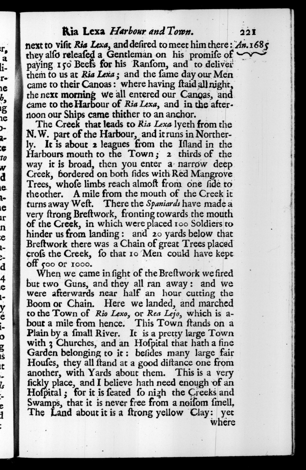 Page 221 screenshot of the book A New Voyage Round the World by William Dampier (1697 Edition).