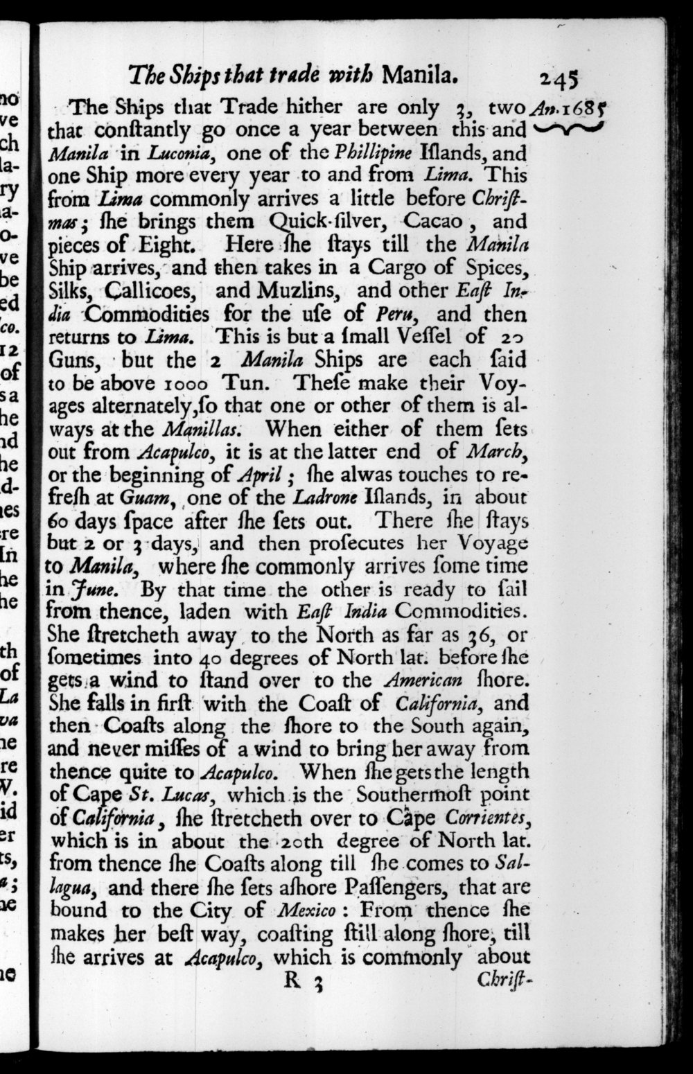 Page 245 screenshot of the book A New Voyage Round the World by William Dampier (1697 Edition).