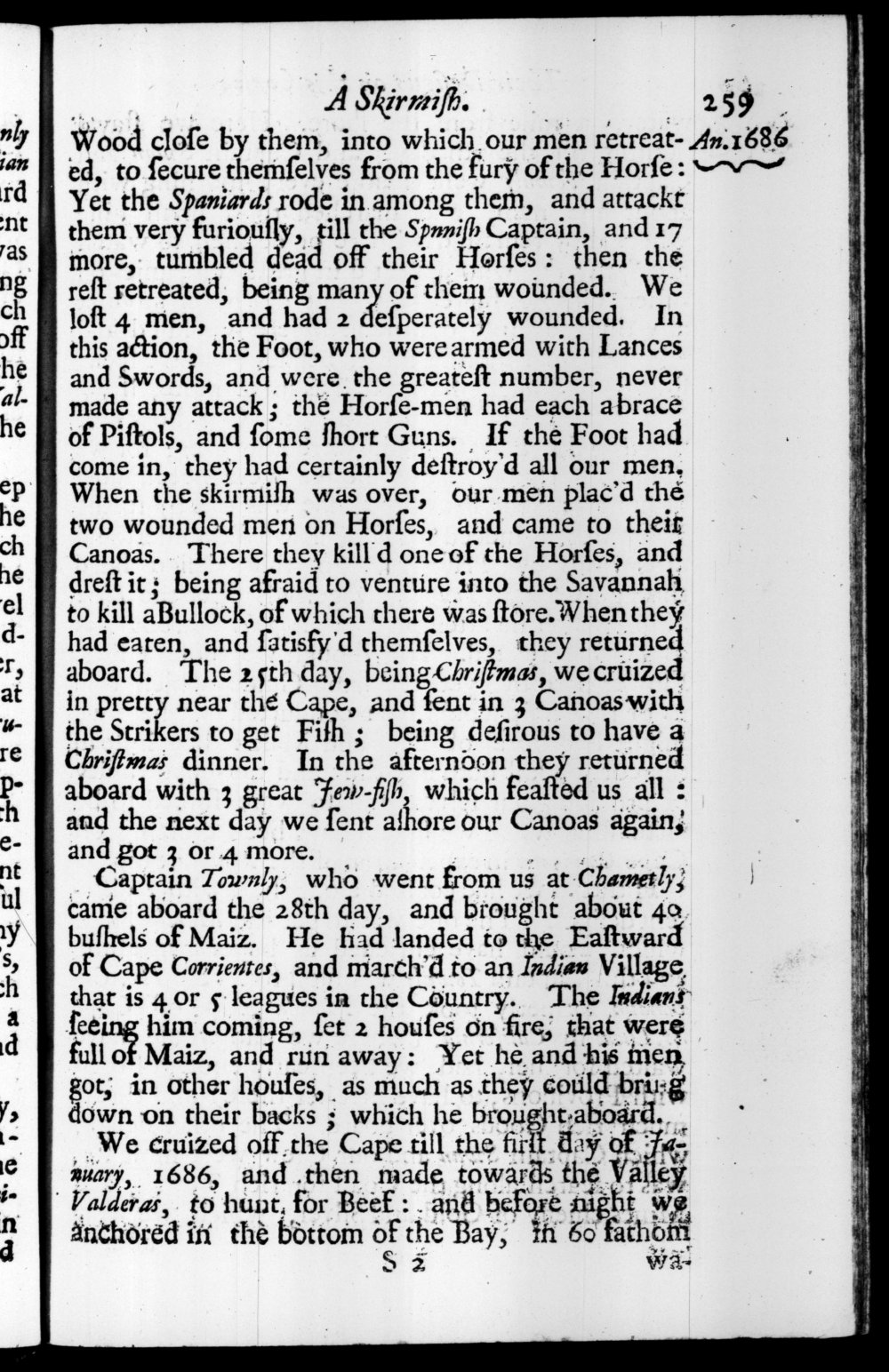 Page 259 screenshot of the book A New Voyage Round the World by William Dampier (1697 Edition).