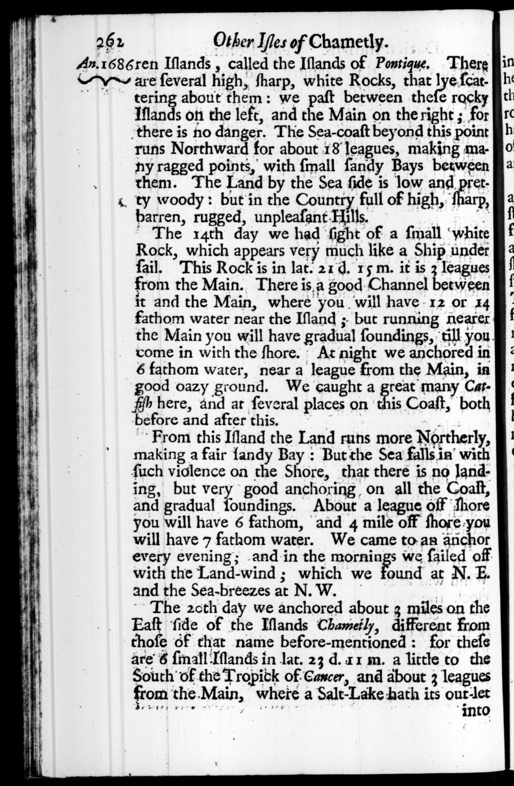 Page 262 screenshot of the book A New Voyage Round the World by William Dampier (1697 Edition).