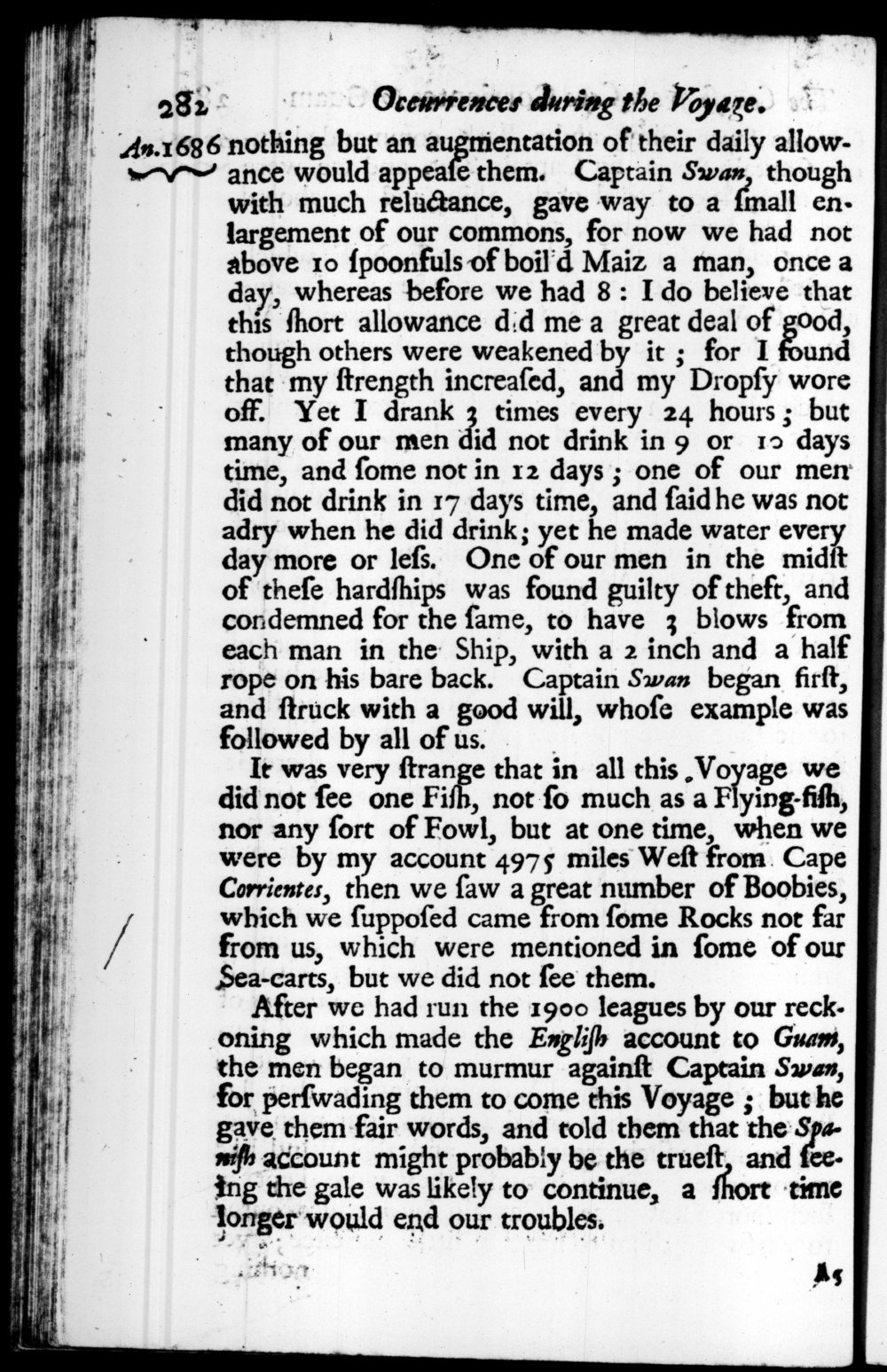 Page 282 screenshot of the book A New Voyage Round the World by William Dampier (1697 Edition).