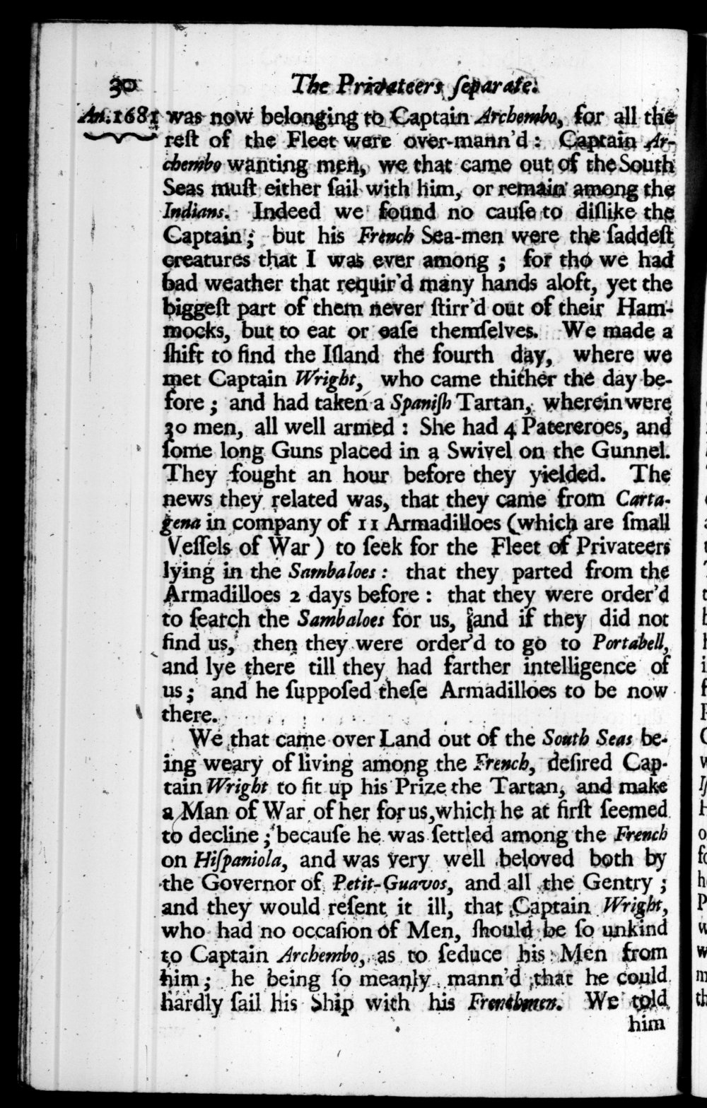 Page 30 screenshot of the book A New Voyage Round the World by William Dampier (1697 Edition).