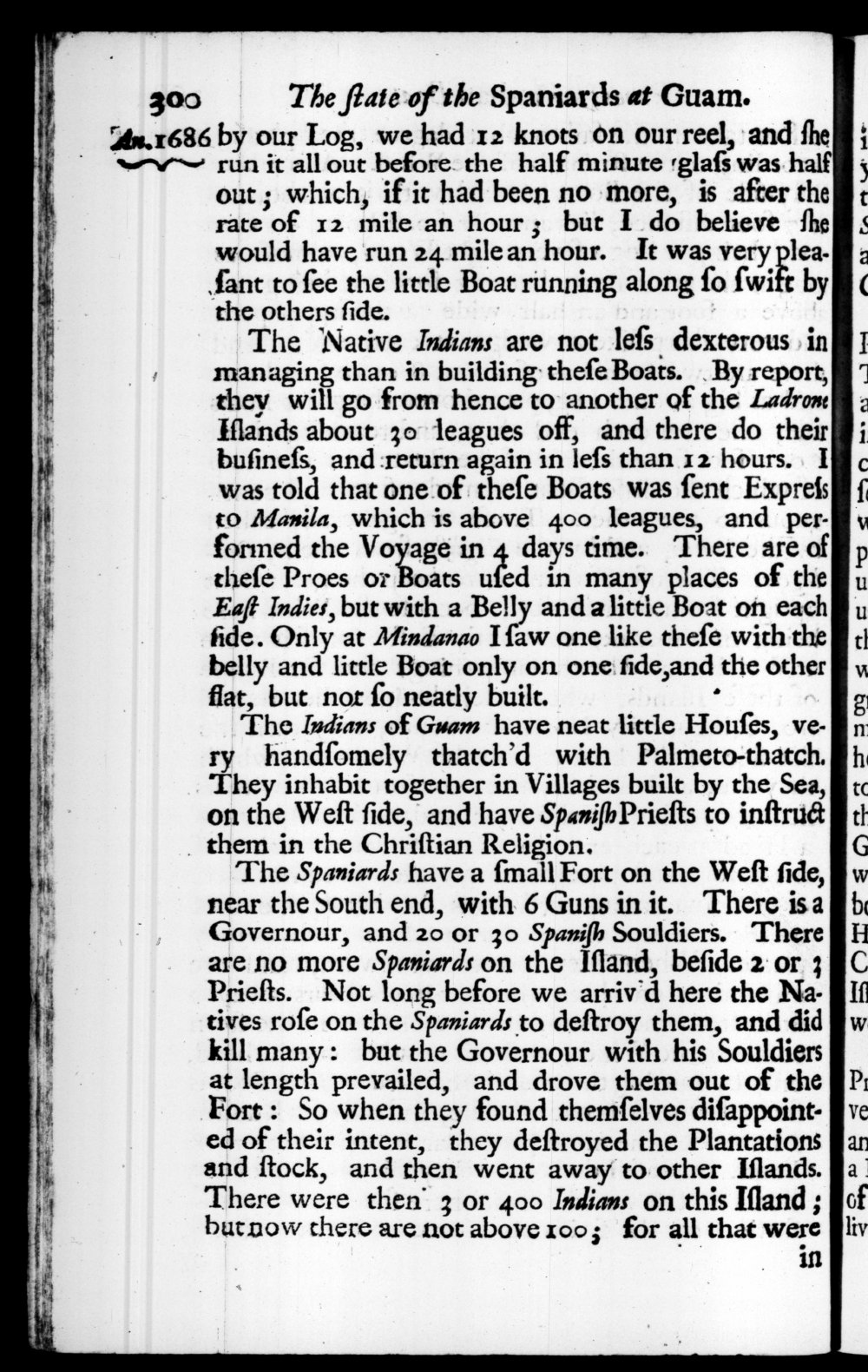 Page 300 screenshot of the book A New Voyage Round the World by William Dampier (1697 Edition).