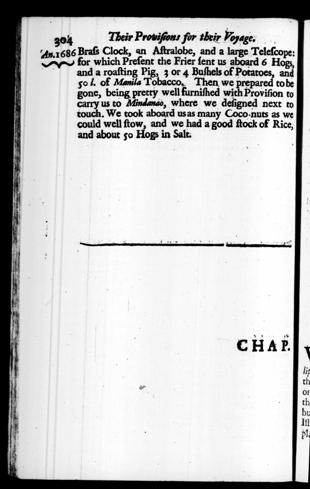 Page 304 screenshot of the book A New Voyage Round the World by William Dampier (1697 Edition).