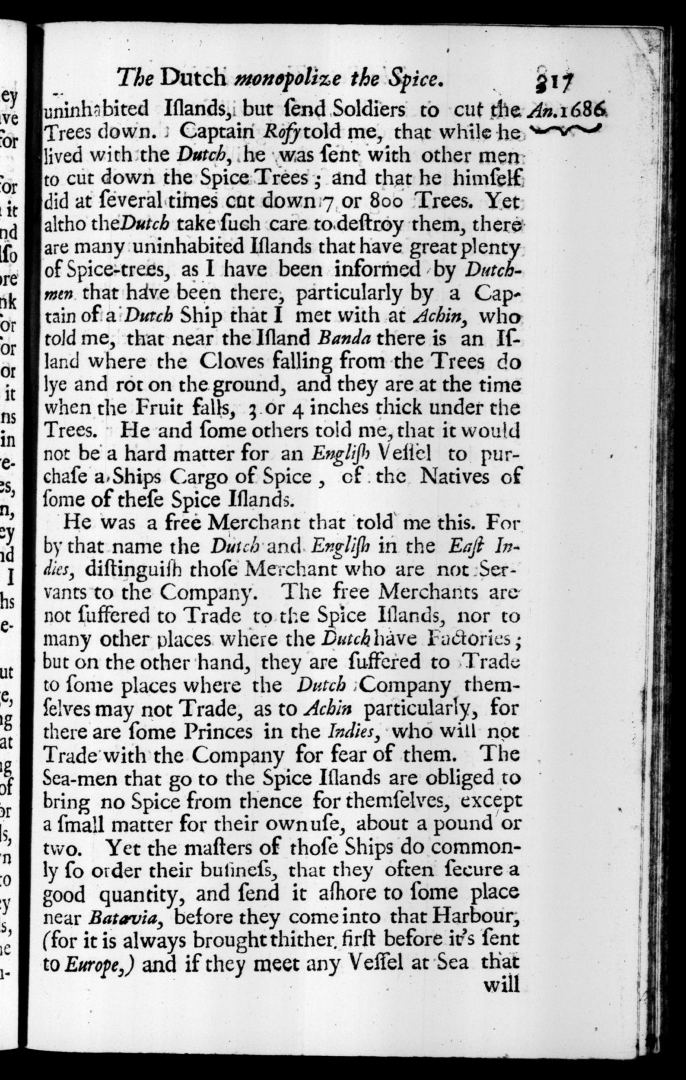 Page 317 screenshot of the book A New Voyage Round the World by William Dampier (1697 Edition).