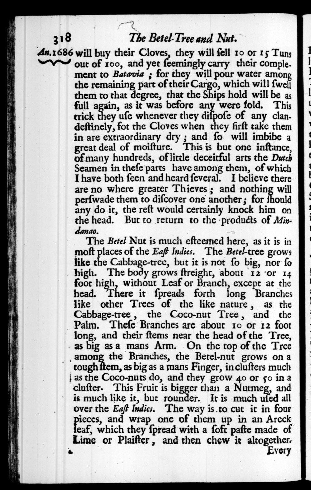 Page 318 screenshot of the book A New Voyage Round the World by William Dampier (1697 Edition).