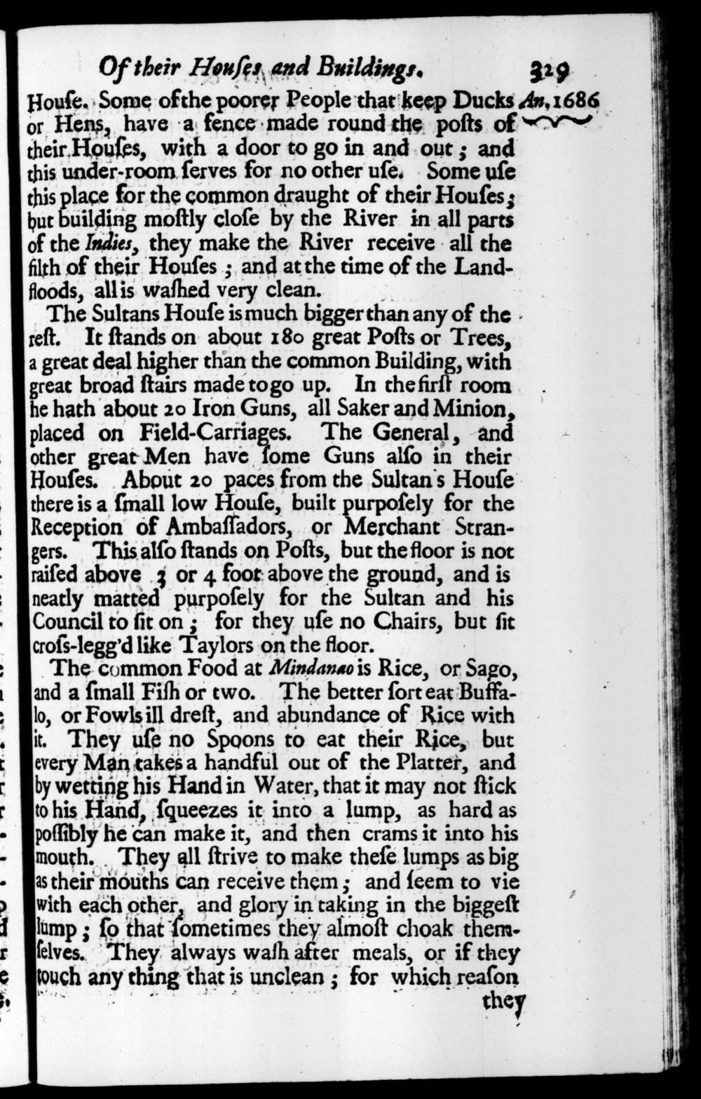 Page 329 screenshot of the book A New Voyage Round the World by William Dampier (1697 Edition).