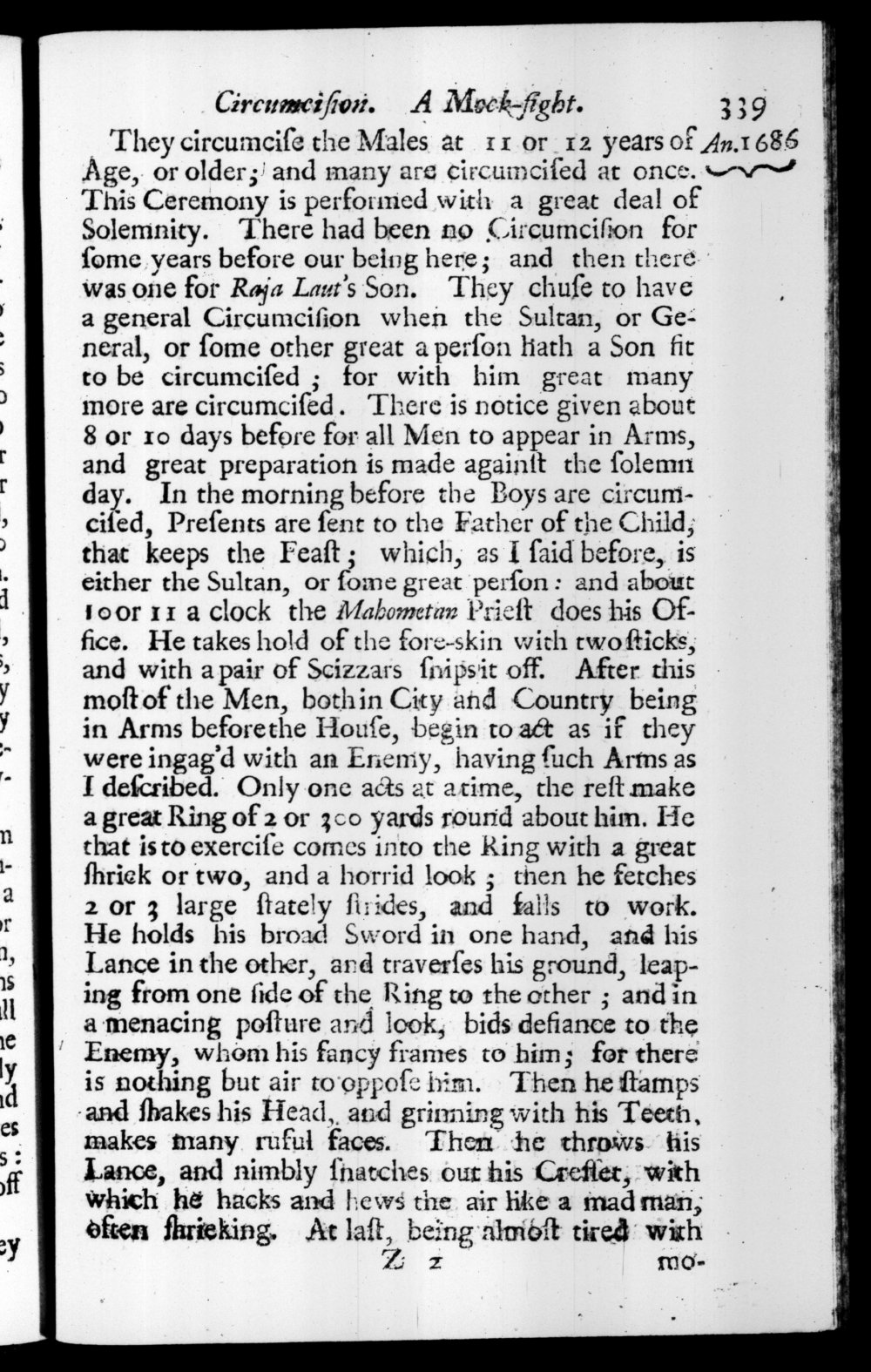 Page 339 screenshot of the book A New Voyage Round the World by William Dampier (1697 Edition).