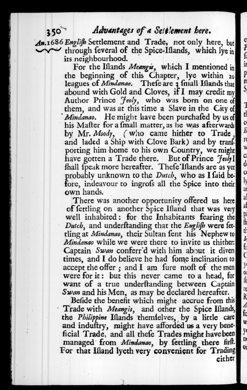 Page 350 screenshot of the book A New Voyage Round the World by William Dampier (1697 Edition).