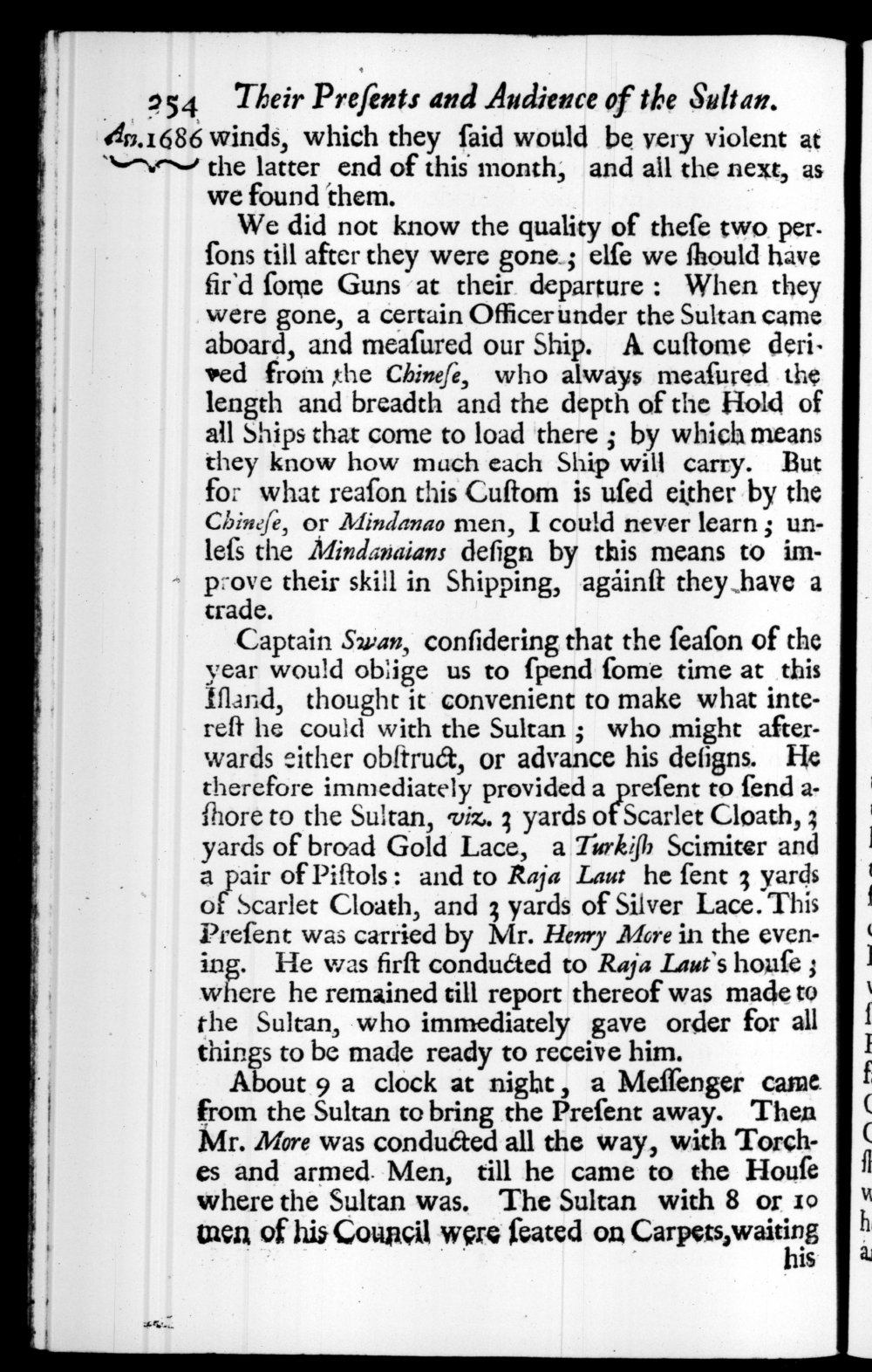 Page 354 screenshot of the book A New Voyage Round the World by William Dampier (1697 Edition).