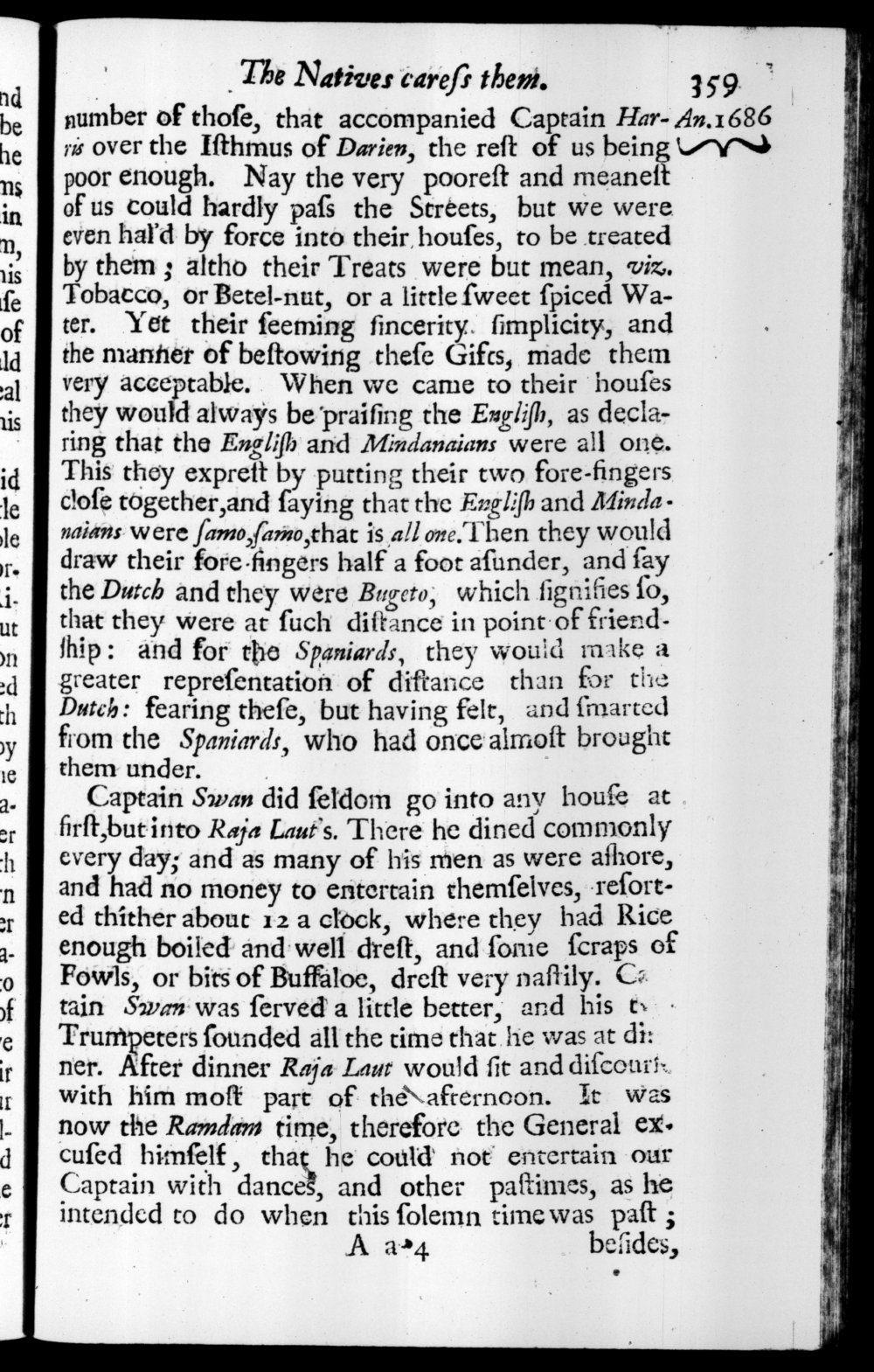 Page 359 screenshot of the book A New Voyage Round the World by William Dampier (1697 Edition).