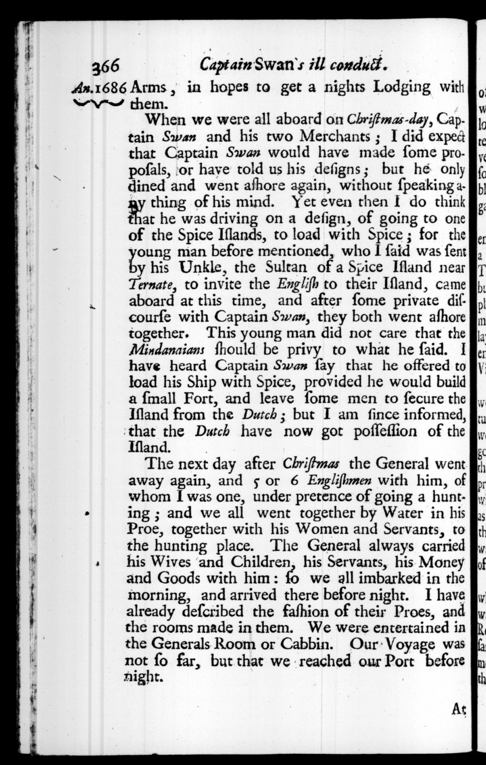 Page 366 screenshot of the book A New Voyage Round the World by William Dampier (1697 Edition).