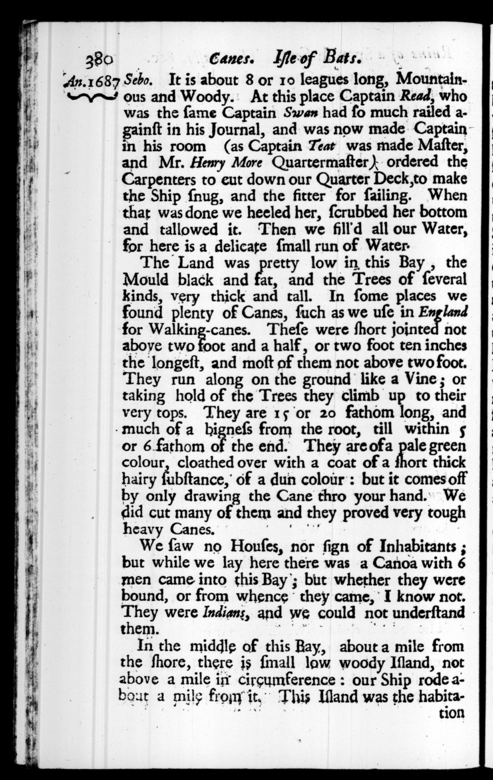 Page 380 screenshot of the book A New Voyage Round the World by William Dampier (1697 Edition).