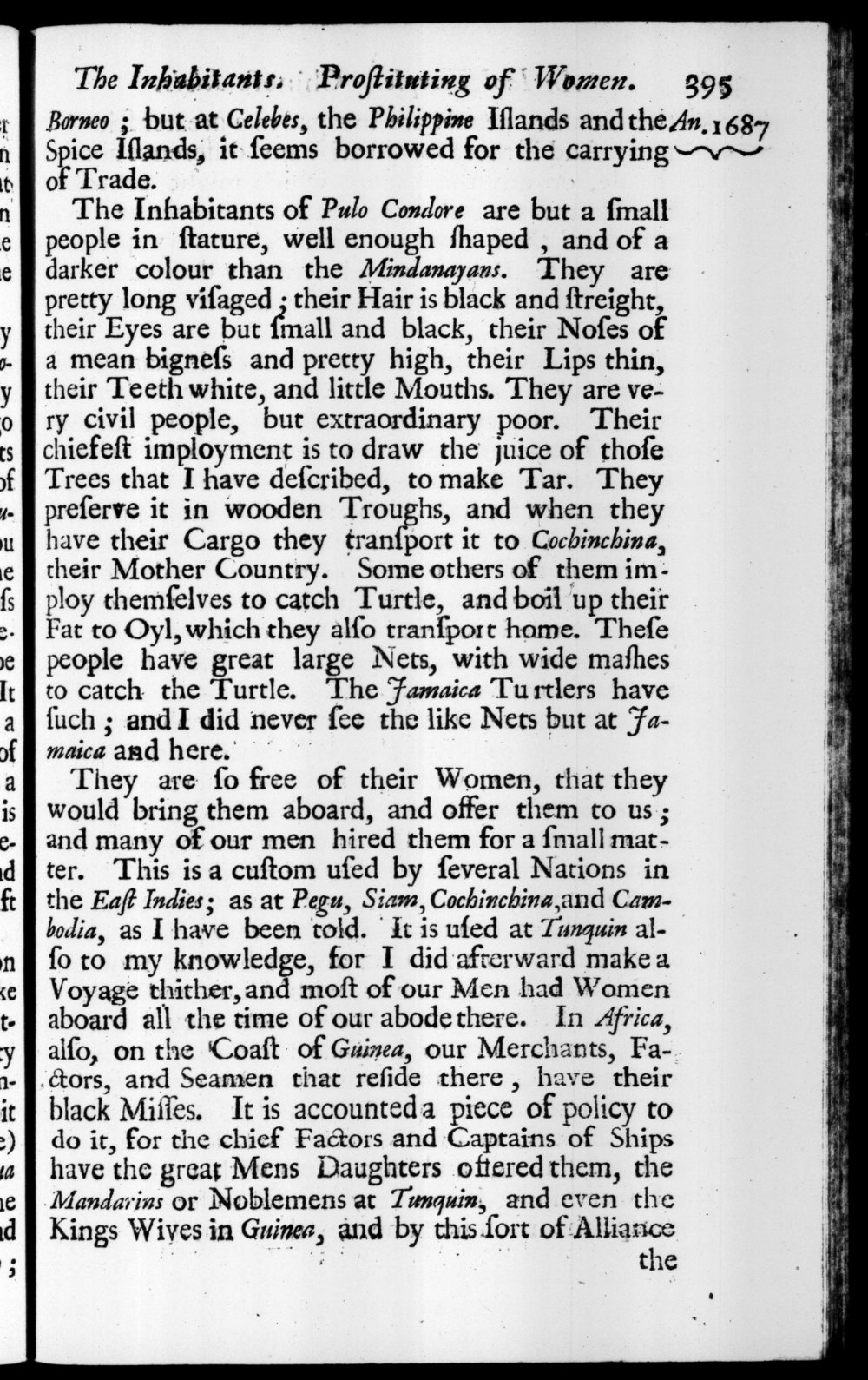Page 395 screenshot of the book A New Voyage Round the World by William Dampier (1697 Edition).