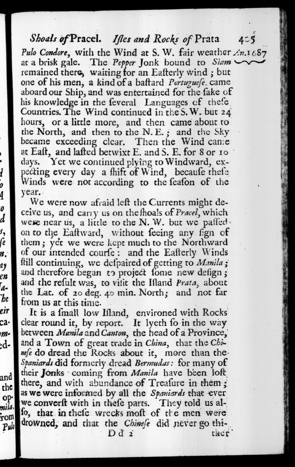 Page 405 screenshot of the book A New Voyage Round the World by William Dampier (1697 Edition).