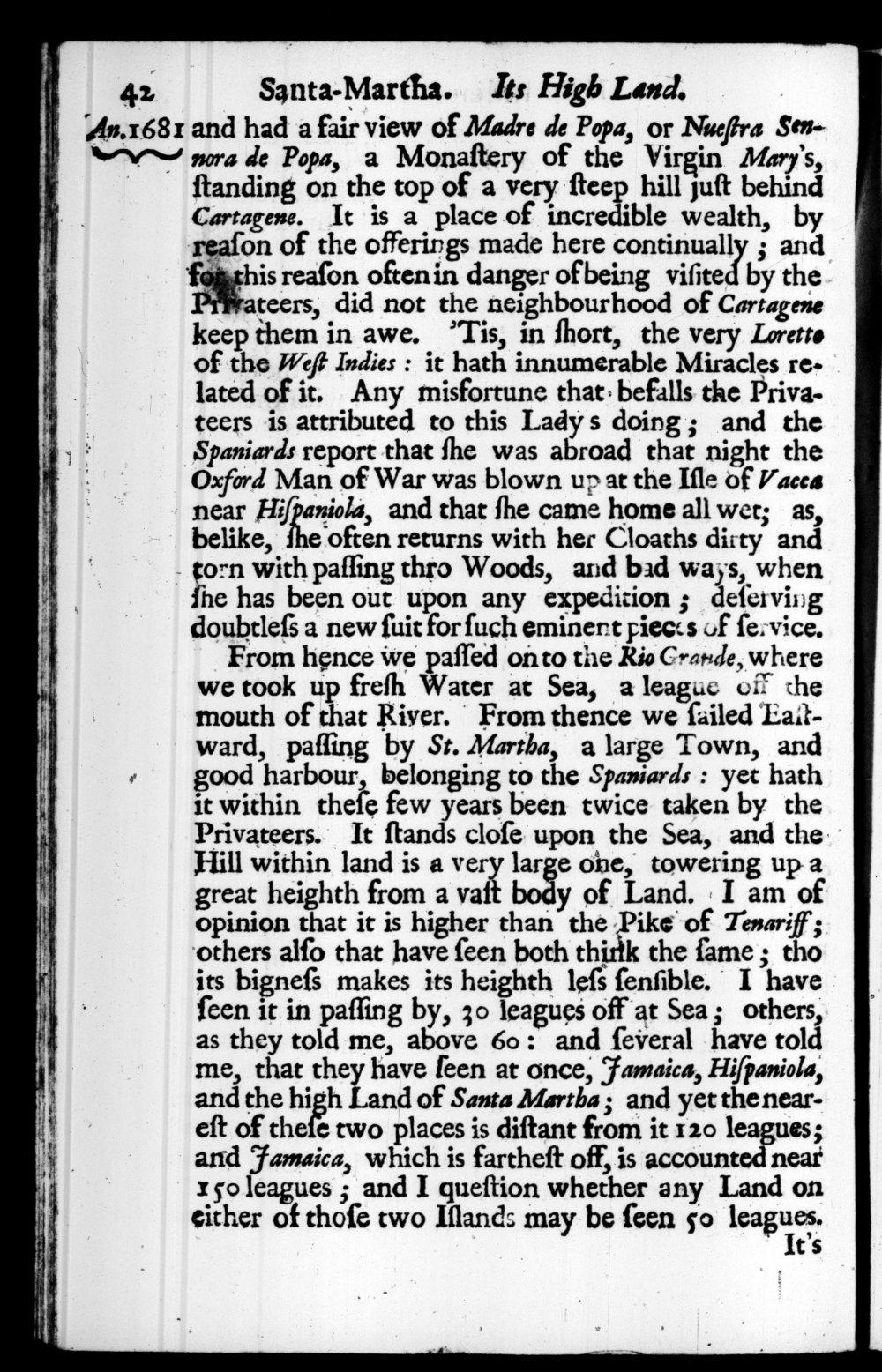 Page 42 screenshot of the book A New Voyage Round the World by William Dampier (1697 Edition).