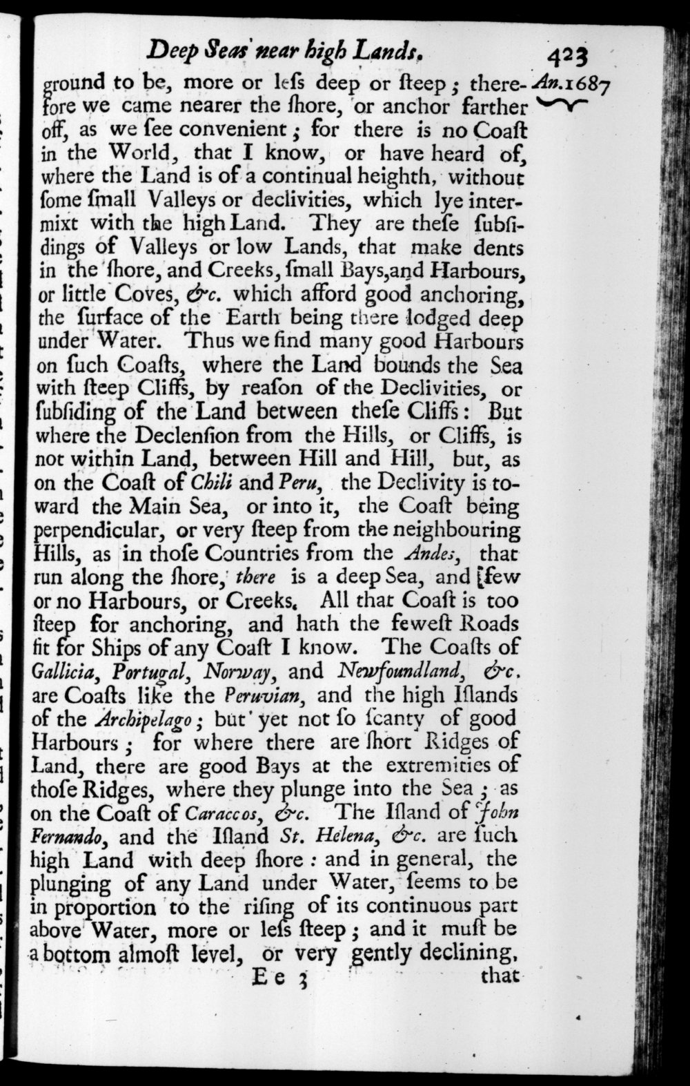 Page 423 screenshot of the book A New Voyage Round the World by William Dampier (1697 Edition).