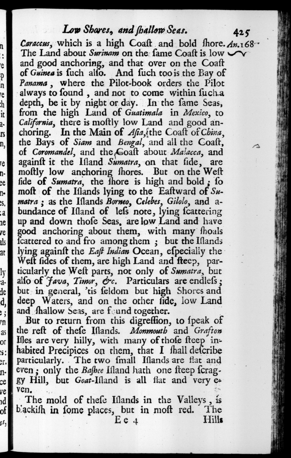 Page 425 screenshot of the book A New Voyage Round the World by William Dampier (1697 Edition).