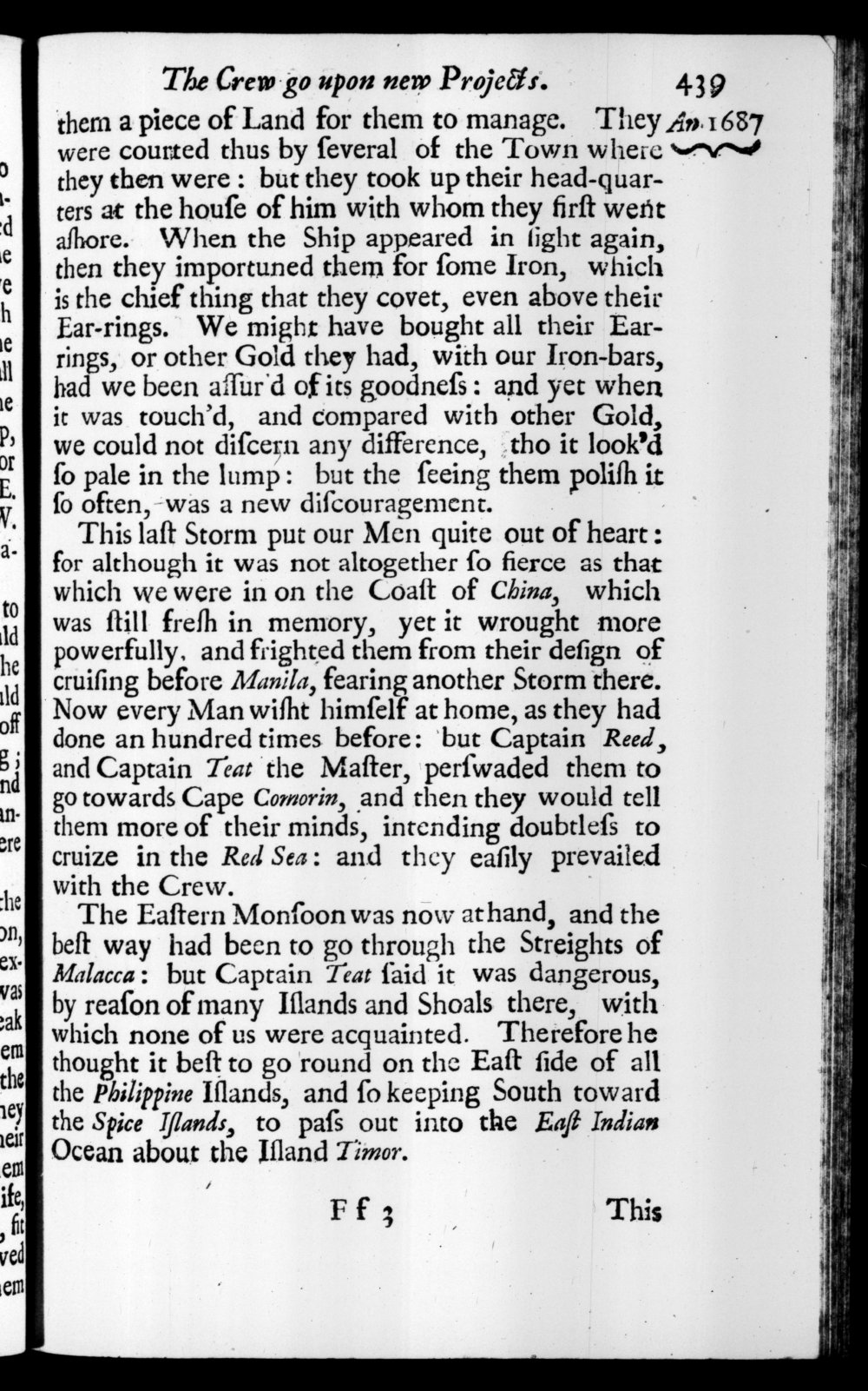 Page 439 screenshot of the book A New Voyage Round the World by William Dampier (1697 Edition).