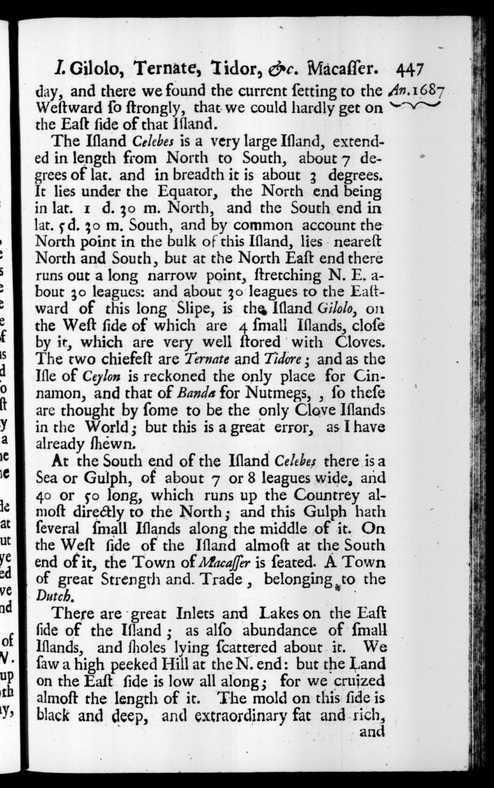 Page 447 screenshot of the book A New Voyage Round the World by William Dampier (1697 Edition).