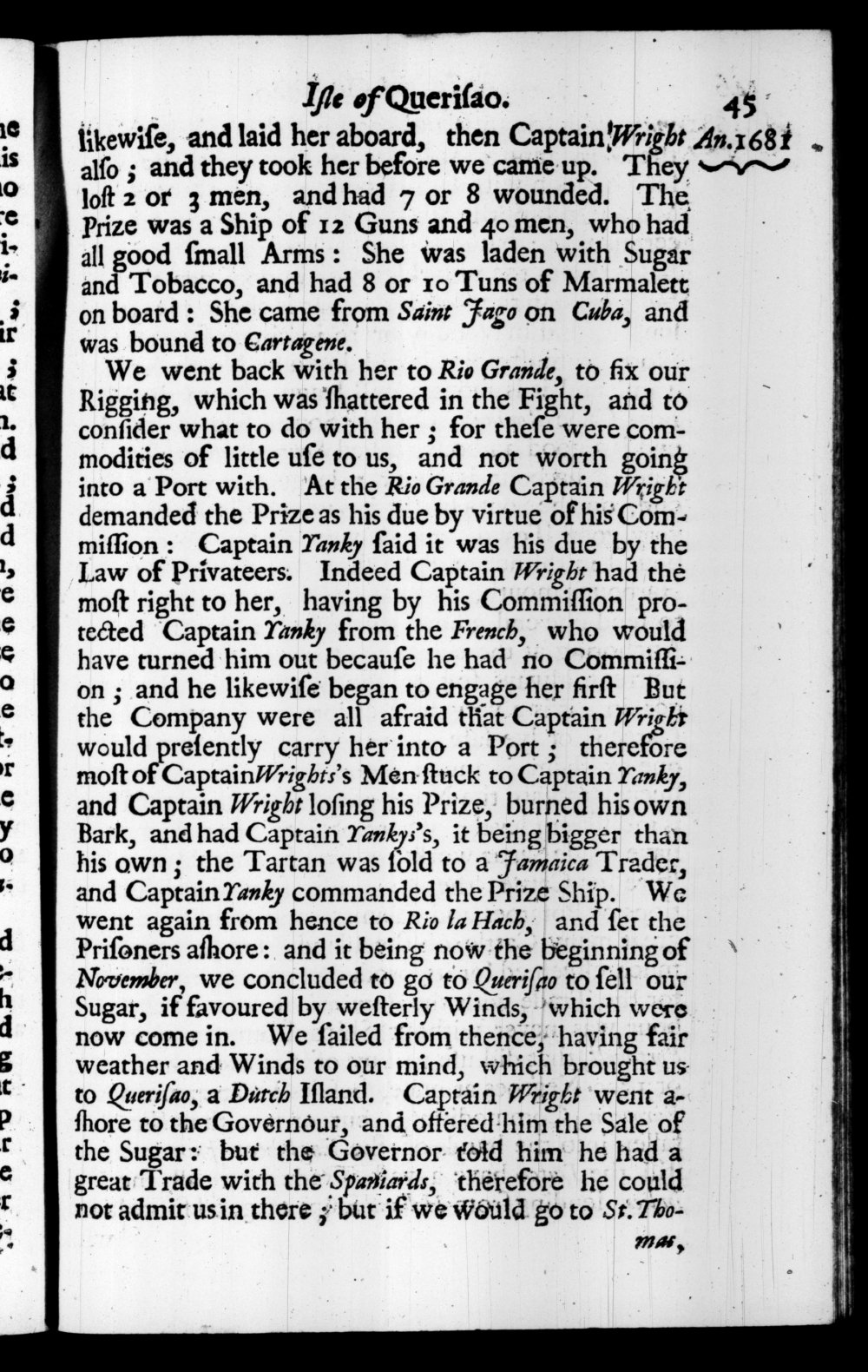 Page 45 screenshot of the book A New Voyage Round the World by William Dampier (1697 Edition).