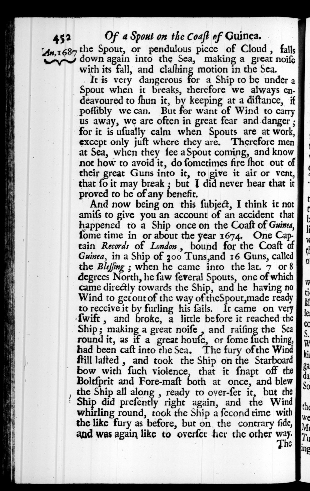 Page 452 screenshot of the book A New Voyage Round the World by William Dampier (1697 Edition).
