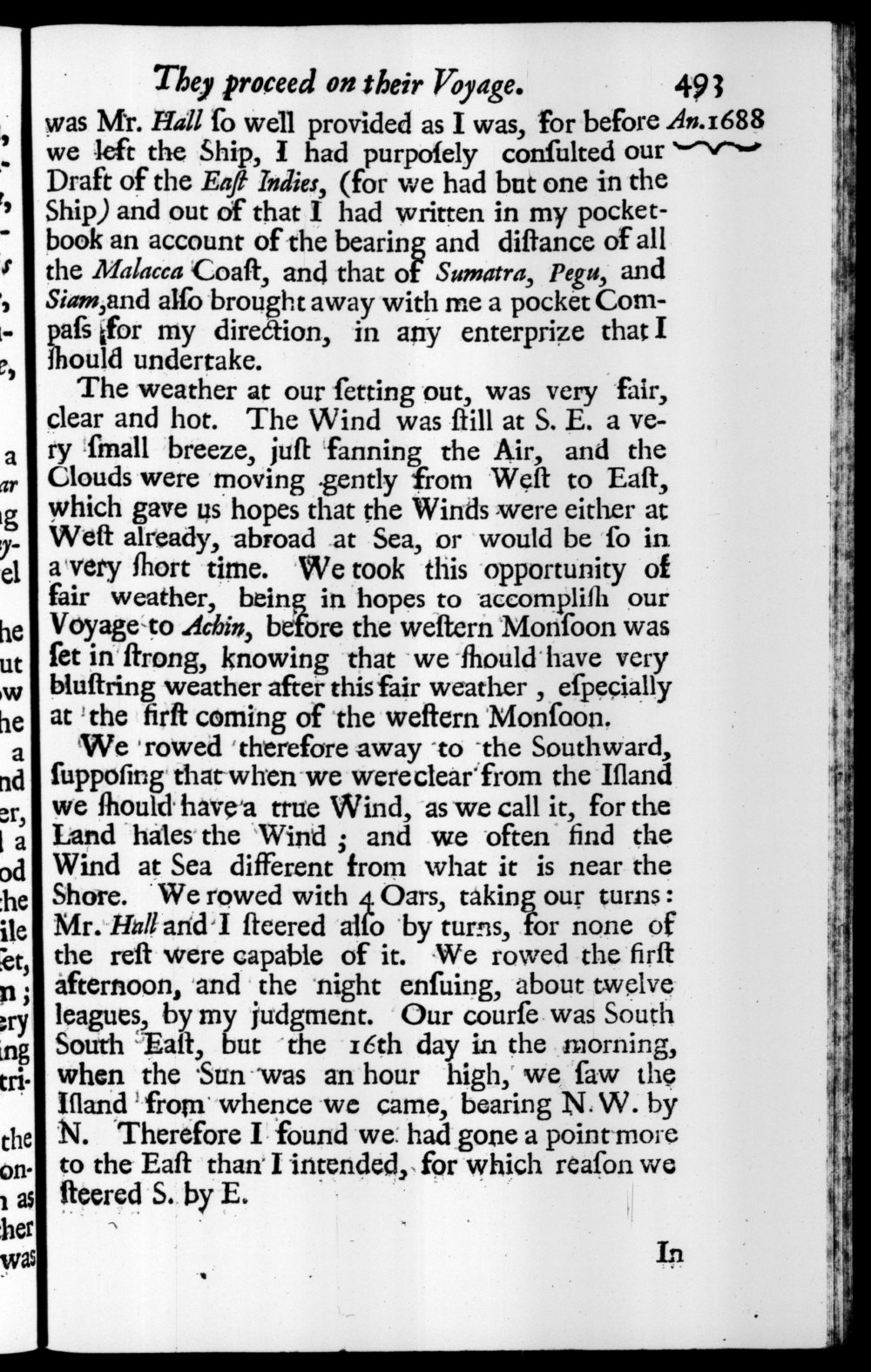 Page 493 screenshot of the book A New Voyage Round the World by William Dampier (1697 Edition).