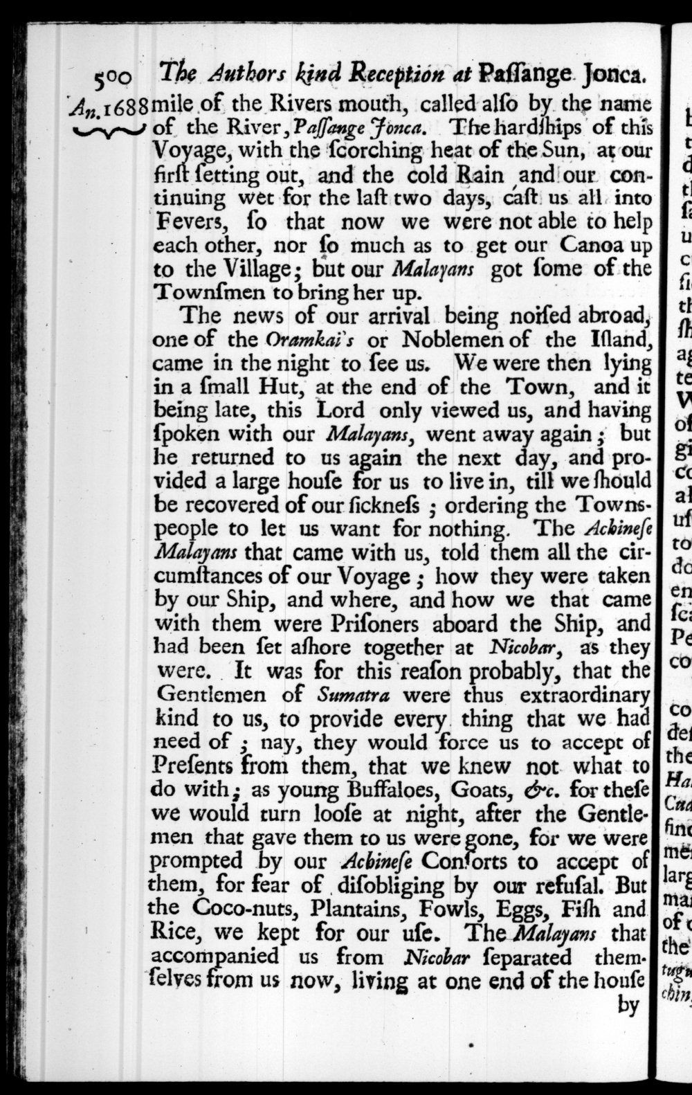 Page 500 screenshot of the book A New Voyage Round the World by William Dampier (1697 Edition).