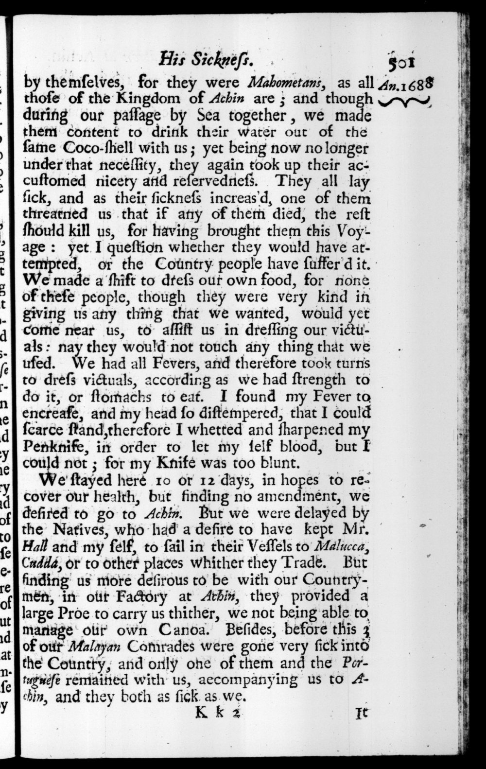 Page 501 screenshot of the book A New Voyage Round the World by William Dampier (1697 Edition).