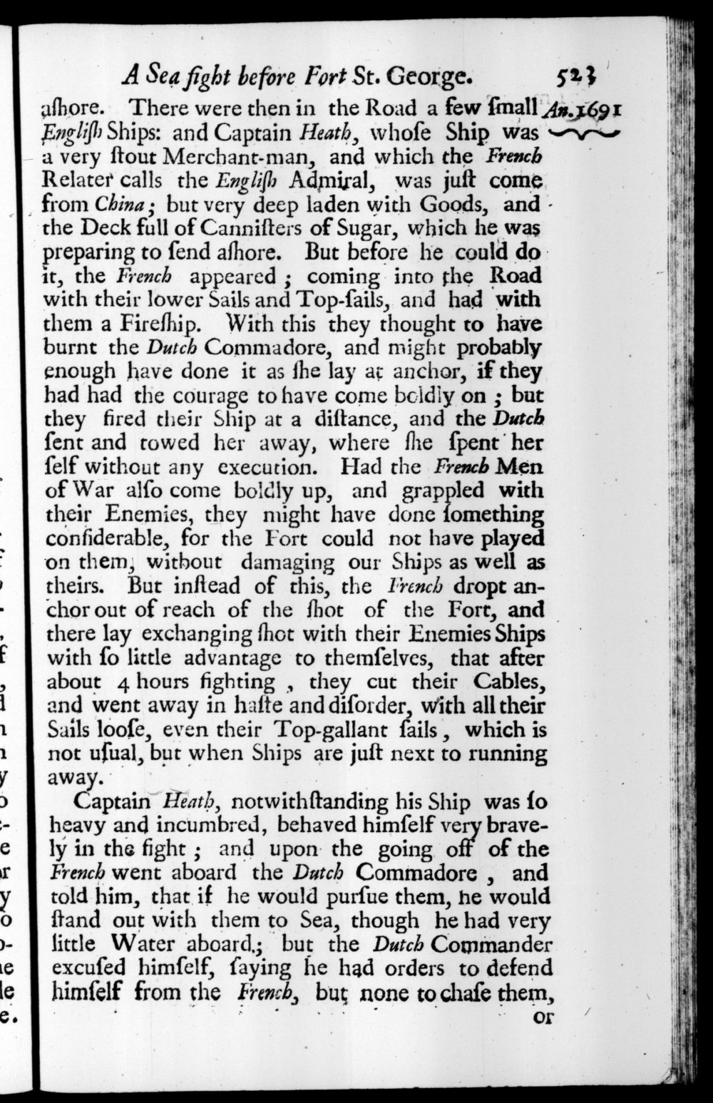 Page 523 screenshot of the book A New Voyage Round the World by William Dampier (1697 Edition).