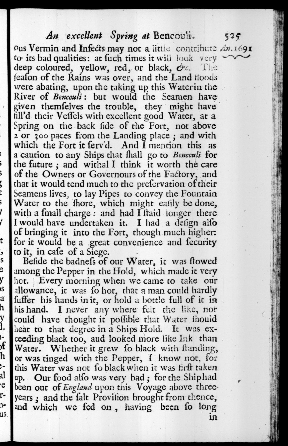 Page 525 screenshot of the book A New Voyage Round the World by William Dampier (1697 Edition).