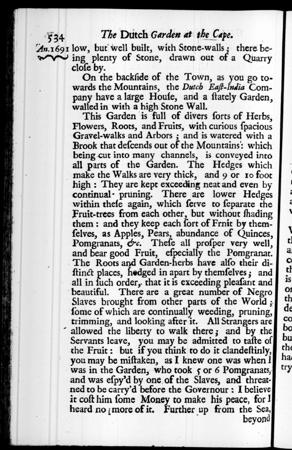 Page 534 screenshot of the book A New Voyage Round the World by William Dampier (1697 Edition).