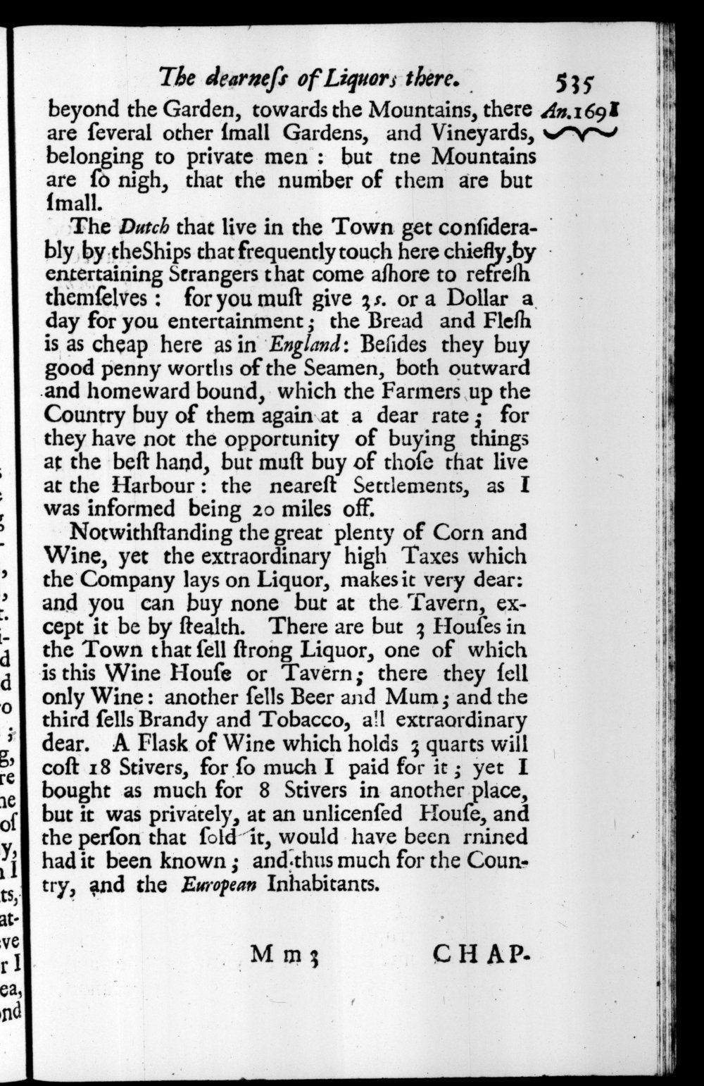 Page 535 screenshot of the book A New Voyage Round the World by William Dampier (1697 Edition).