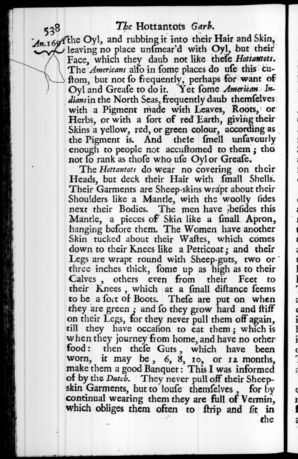 Page 538 screenshot of the book A New Voyage Round the World by William Dampier (1697 Edition).