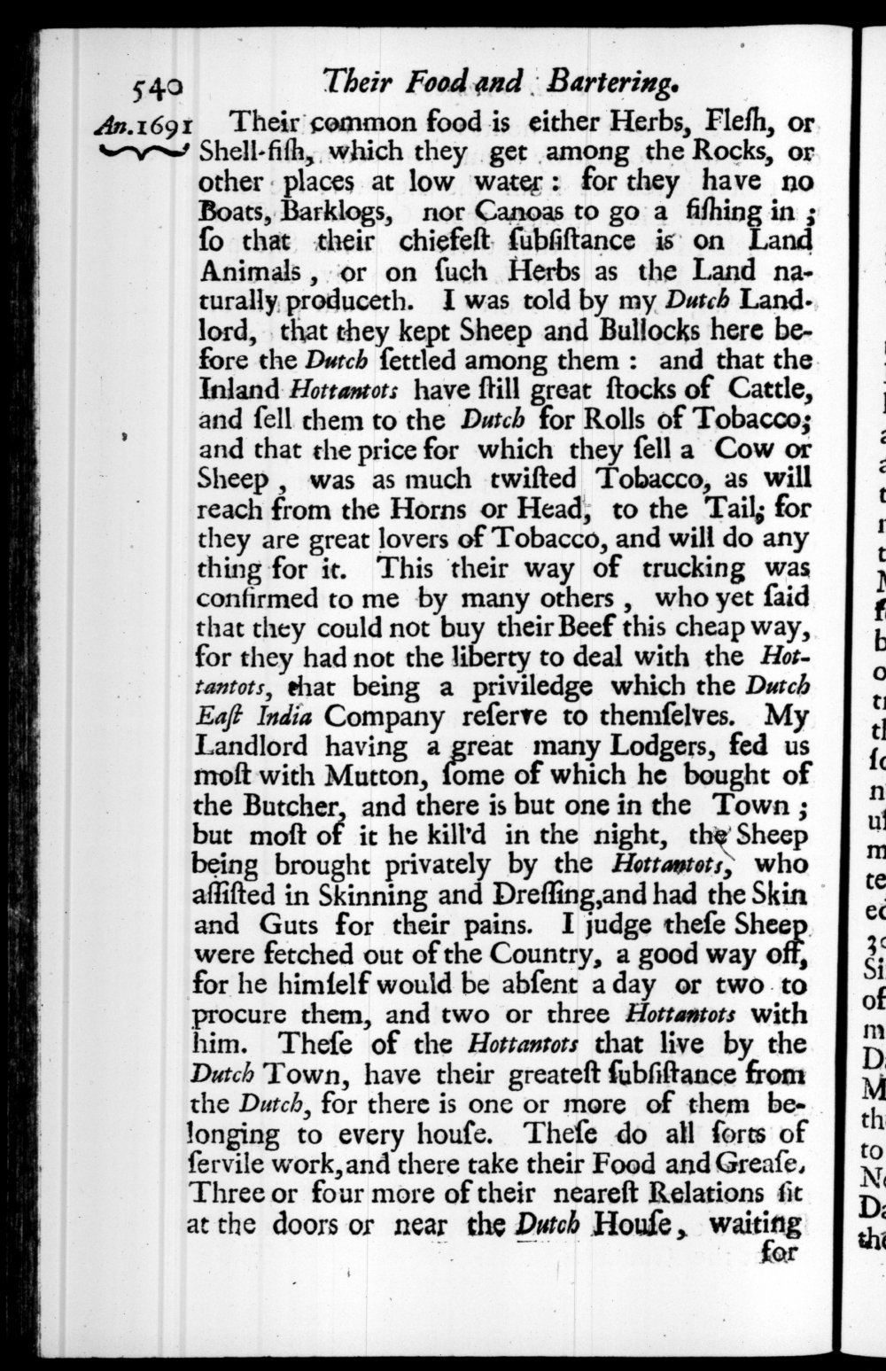 Page 540 screenshot of the book A New Voyage Round the World by William Dampier (1697 Edition).