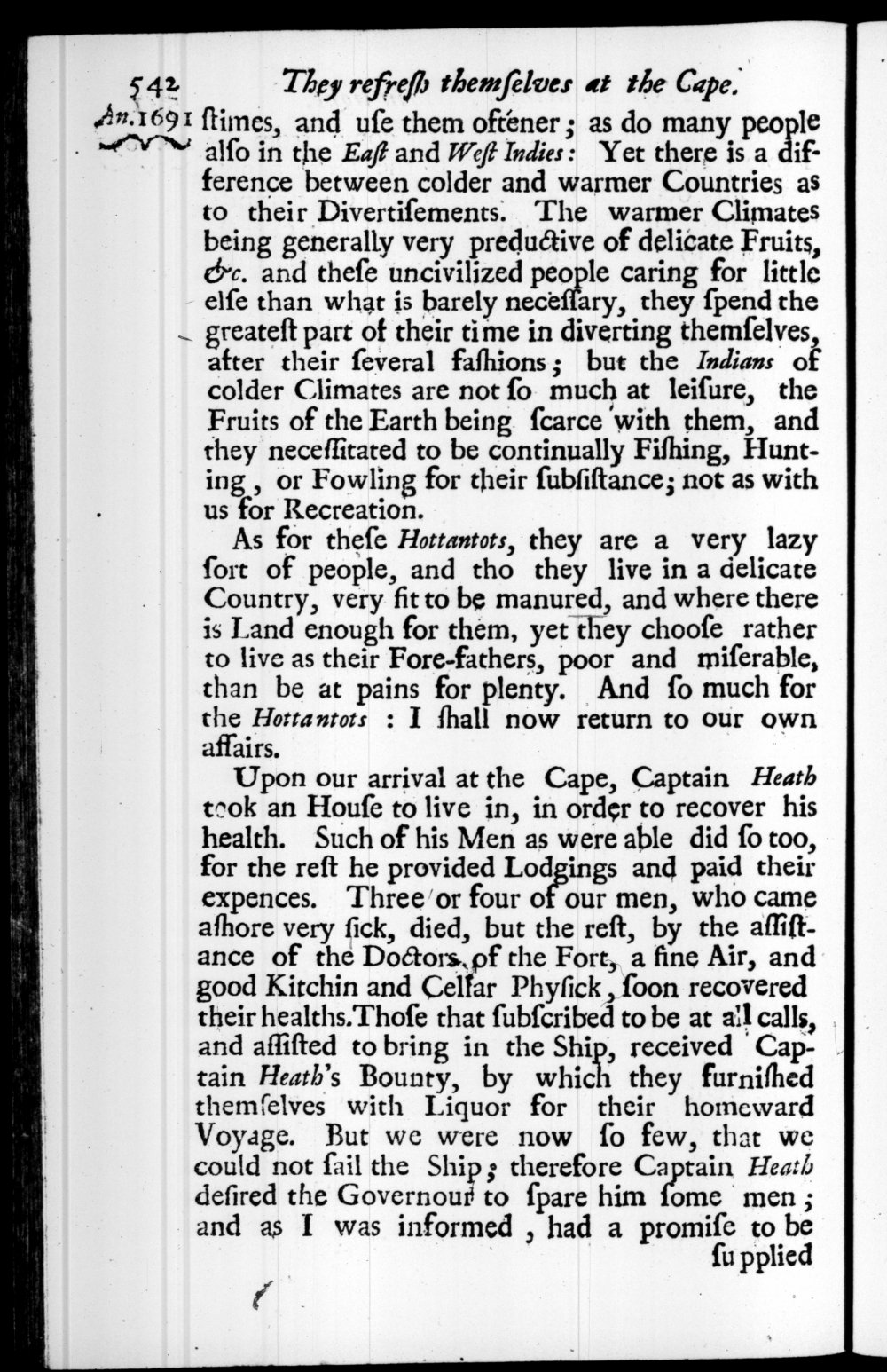 Page 542 screenshot of the book A New Voyage Round the World by William Dampier (1697 Edition).