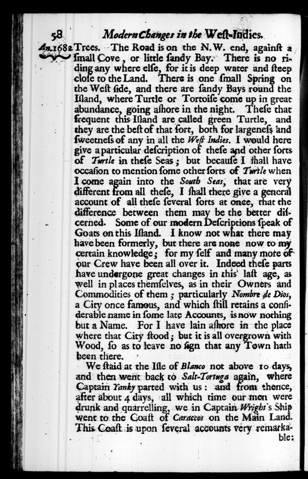 Page 58 screenshot of the book A New Voyage Round the World by William Dampier (1697 Edition).